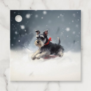 Étiquettes Cadeau Miniature Schnauzer Noël neige hiver