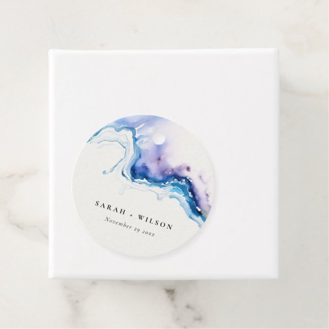 Étiquettes Cadeau Minimal Coastal Sea Beach Watercolor Wedding (En situation)