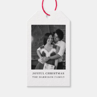 Étiquettes-cadeau Minimal Couple Christmas Holiday Photo Tag Design