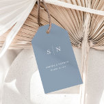 Étiquettes-cadeau Minimal et chic | Dusty Blue Mariage<br><div class="desc">Ces élégantes étiquettes cadeau de mariage bleu poussiéreux et modernes présentent un design de texte blanc simple qui dégage un style minimaliste. Ajoutez vos initiales ou votre monogramme pour les rendre complètement vôtres.</div>
