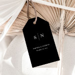 Étiquettes-cadeau Minimal et chic | Mariage noir<br><div class="desc">Ces élégantes étiquettes cadeaux de mariage noir foncé et moderne présentent un design de texte simple en noir et blanc qui dégage un style minimaliste. Ajoutez vos initiales ou votre monogramme pour les rendre complètement vôtres.</div>