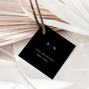Étiquettes Cadeau Minimal et chic Mariage noir Merci