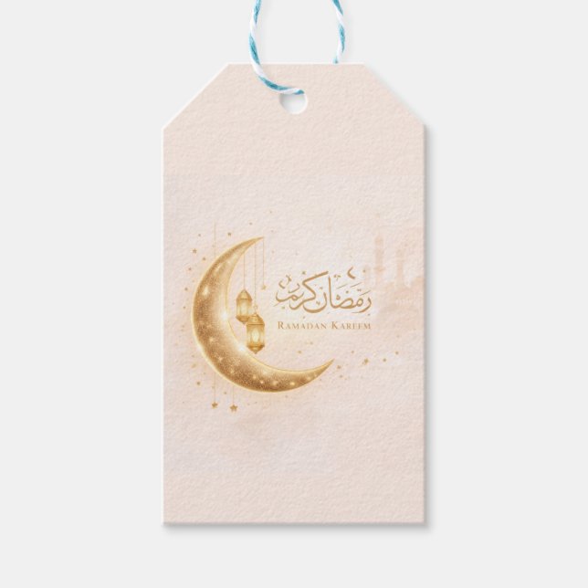Étiquettes-cadeau Minimal Gold Ramadan Kareem Stick– Elegant Islamic (Devant)