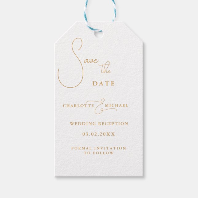 Étiquettes-cadeau Minimal moderne "ENREGISTRER LA DATE" (Devant)