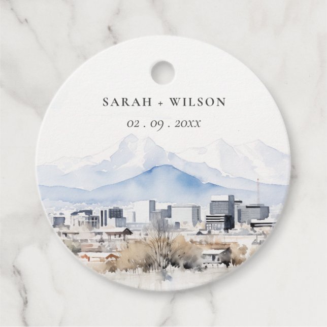 Étiquettes Cadeau Minimal Salt Lake City Utah Watercolor Mariage (Devant)