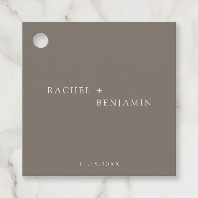 Étiquettes Cadeau Minimal Taupe Wedding Elegant Personalized (Devant)