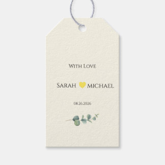 Étiquettes-cadeau Minimalist Eucalyptus with Love Wedding Favor Tag