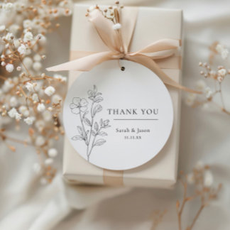 Étiquettes Cadeau Minimalist Floral Wedding Favor Tags