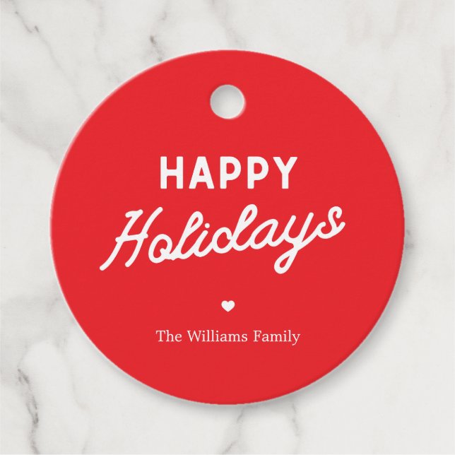 Étiquettes Cadeau Minimalist ׳Happy Holidays׳ Custom Christmas (Devant)