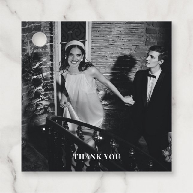 Étiquettes Cadeau Minimalist Modern Custom Photo Wedding Thank You (Devant)