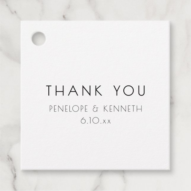 Étiquettes Cadeau Minimalist Modern White Simple Wedding Thank You (Devant)