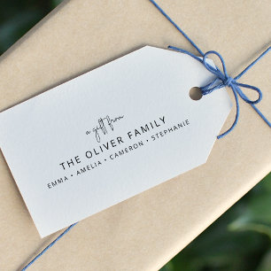 Étiquettes-cadeau Minimalist Personalized A Gift From Family Name