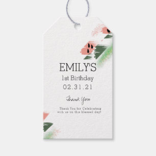 Étiquettes-cadeau Minimaliste Anniversaire Pastèque Abstraite Peintu
