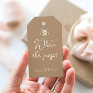 Étiquettes-cadeau Minimaliste Beige Teddy Bear Baby shower Pop It