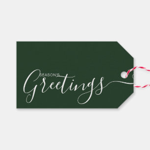 Étiquettes-cadeau Minimaliste blanc vert Bonnes Fêtes