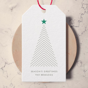 Étiquettes-cadeau Minimaliste de la trée de Christma Green Star Sc
