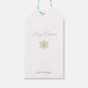 Étiquettes-cadeau Minimaliste Flocon de Neige Doré Fêtes