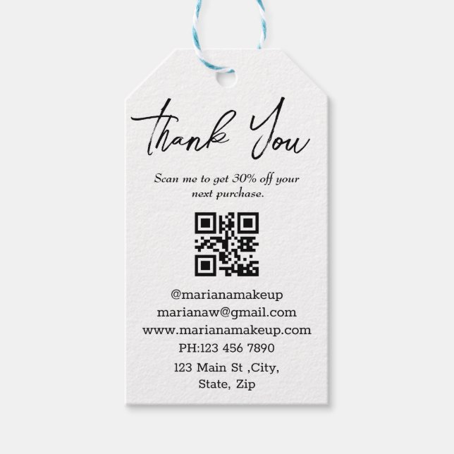 Étiquettes-cadeau minimaliste moderne merci entreprise code qr (Devant)