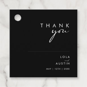Étiquettes Cadeau Minimaliste moderne Mots clés Merci noir Favor