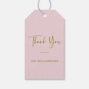 Étiquettes-cadeau Minimaliste Rose Pâle Merci Personnalisé
