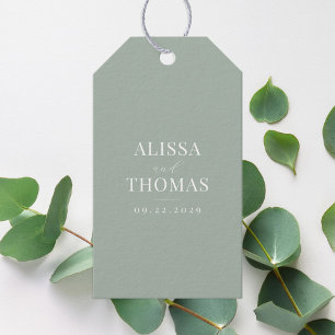 Étiquettes-cadeau Minimaliste Sage Vert Mariage moderne