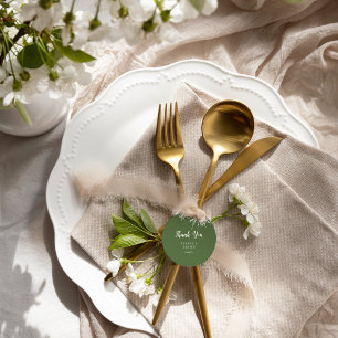 Étiquettes Cadeau Minimaliste simple Merci Mariage de taille foncée