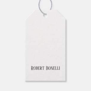Étiquettes-cadeau Minimaliste uni noir et blanc moderne uni