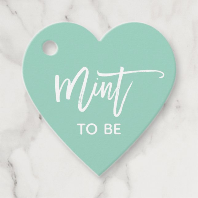 Étiquettes Cadeau Mint à être avec le Mariage de script de pinceau b (Devant)