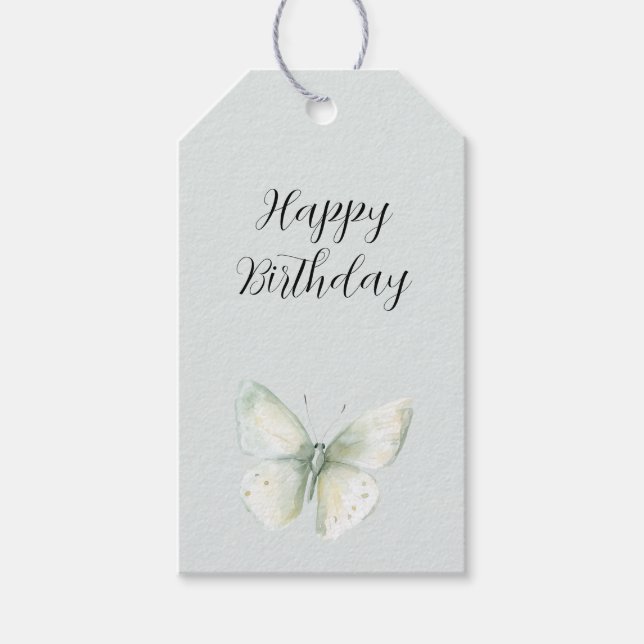 Étiquettes-cadeau Mint Butterflies Birthday (Devant)