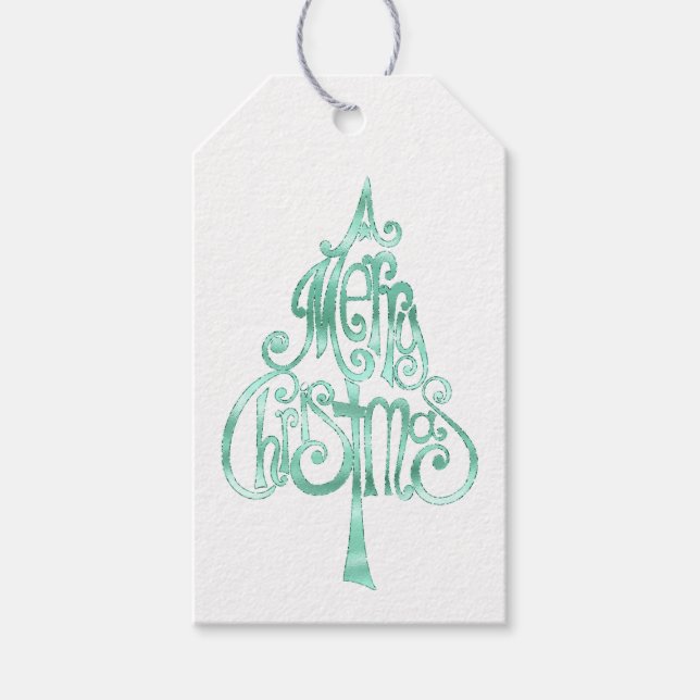 Étiquettes-cadeau Mint Green Glam Noël (Devant)