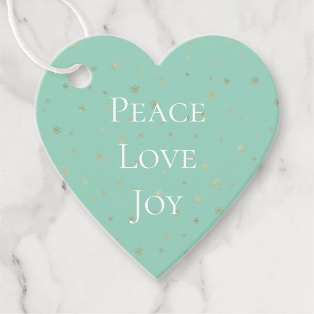 Étiquettes Cadeau Mint White Christmas Gold Snowflakes (Devant)