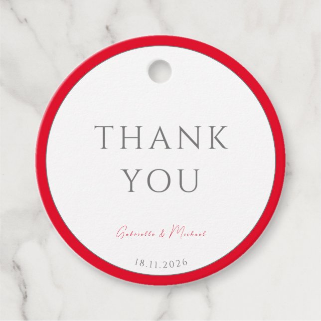 Étiquettes Cadeau Minuscule Élégant Cerisier Rouge Mariage simple (Devant)