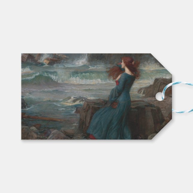 Étiquettes-cadeau Miranda (par John William Waterhouse) (Devant (Horizontal))