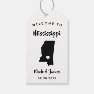 Étiquettes-cadeau Mississippi Mariage Welcome Baguettes, Carte