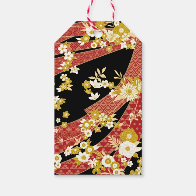 Étiquettes-cadeau Mix floral Kimono Motif (Devant)