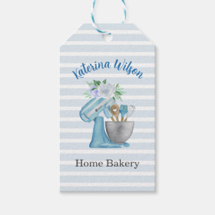 Étiquettes-cadeau Mixeur Fleur Bleue pour Boulangerie Maison