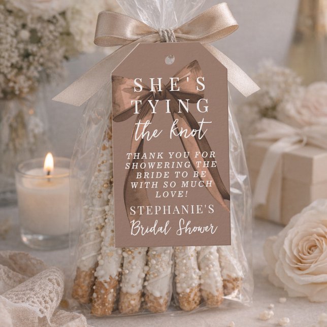 Étiquettes-cadeau Mocha Brown Elle Se Marie Savon de douche pour ent (Créateur téléchargé)