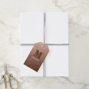 Étiquettes-cadeau Mocha Brown motif de maillage géométrique Monogram