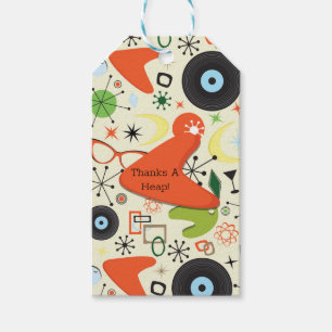 Étiquettes-cadeau Mode Rétro Années 50 60 Motif Vintage Fête