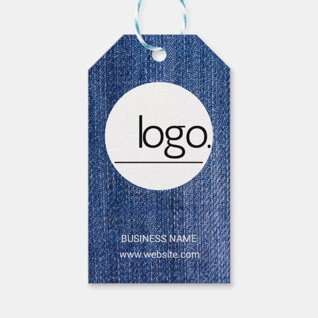 ÉTIQUETTES-CADEAU MODE TENDANCE DEMIN BLEU NATURAL BUSINESS LOGO (Devant)
