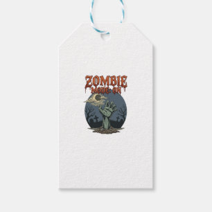 Étiquettes-cadeau Mode Zombie Halloween Main Cimetière de la Lune_1