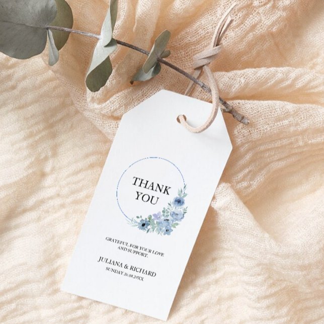 Étiquettes-cadeau Modèle de balise de mariage bleu, (Blue Wedding Favor Tag Template,)