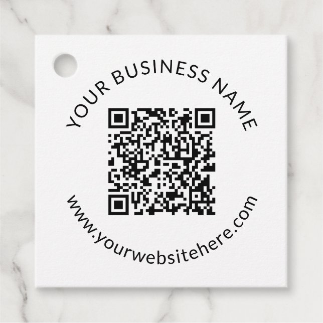 Étiquettes Cadeau Modèle de code QR téléchargé avec texte modifiable (Devant)