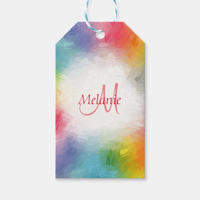Étiquettes-cadeau Modèle de couleur arc-en-ciel moderne personnalisé (Devant)