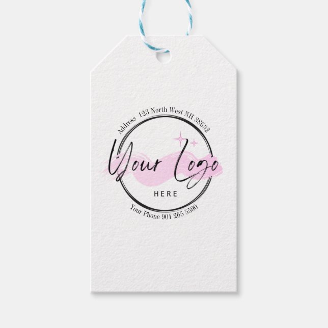 Étiquettes-cadeau Modèle de logo personnalisé - Téléphone et adresse (Devant)