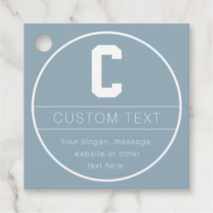Étiquettes Cadeau Modèle de nom unique et monogramme Bleu poussiér