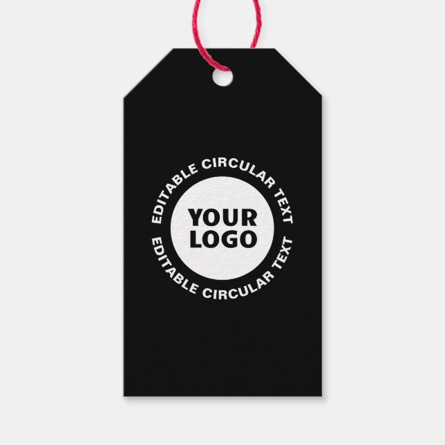 Étiquettes-cadeau Modèle de texte circulaire modifiable et votre log (Devant)