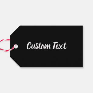 Étiquettes-cadeau Modèle de texte de script noir et blanc simple