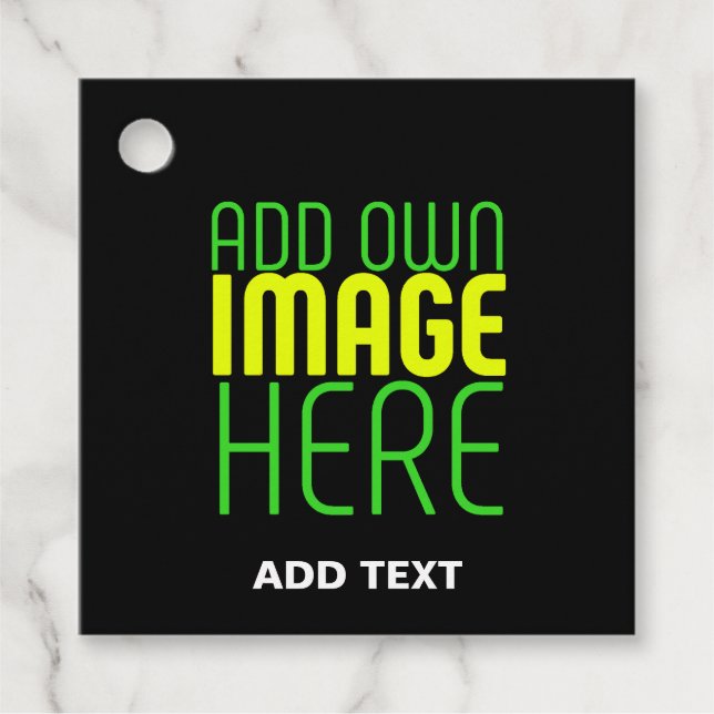 ÉTIQUETTES CADEAU MODÈLE DE TEXTE D'IMAGE NOIRE SIMPLE ET MODERNE (Devant)