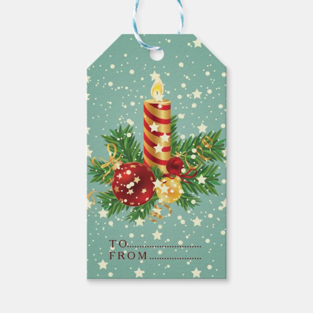 Étiquettes-cadeau Modèle Des Bougies De Noël Et Des Snowflakes (Devant)
